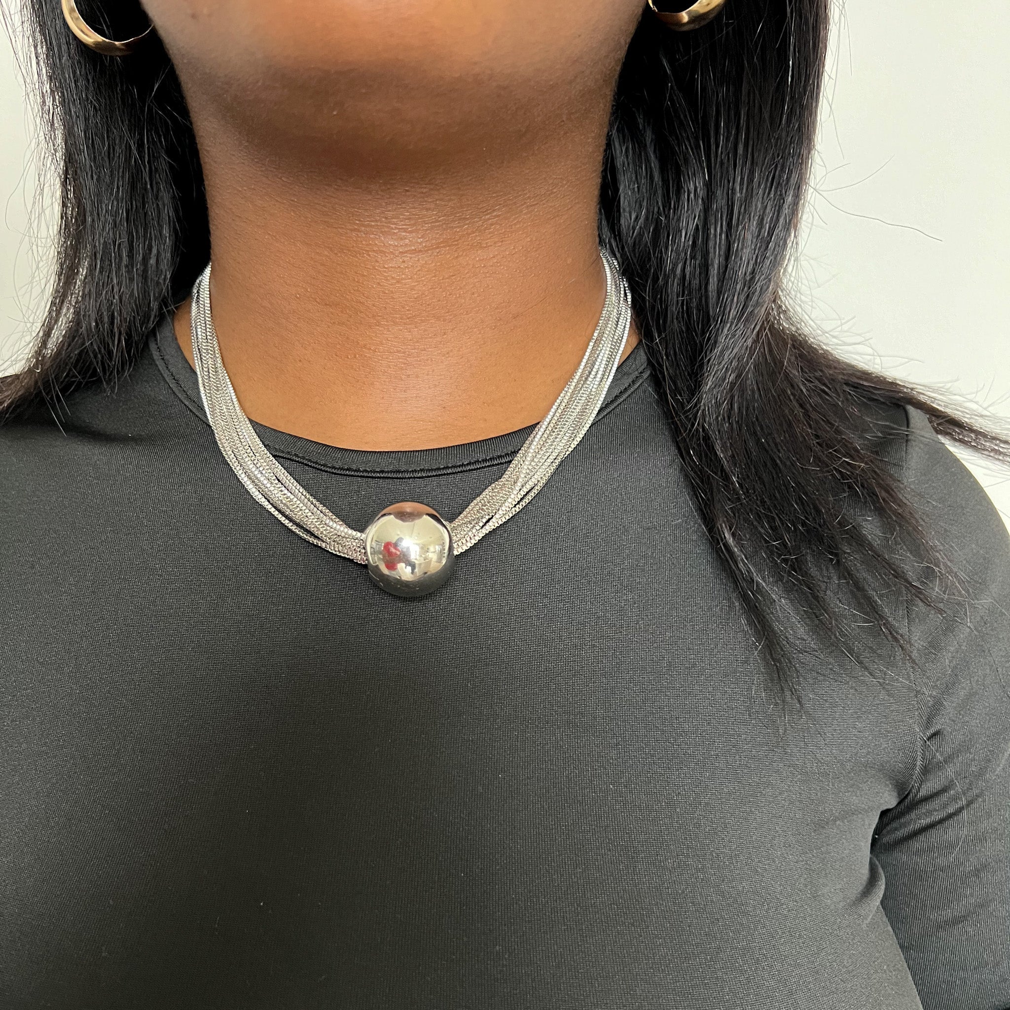 Sterling Silver Moon Drop Pendant - Necklace