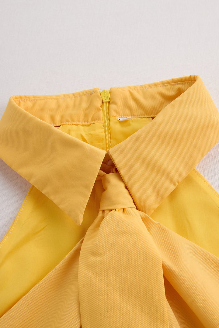 Stylish Sleeveless Halter Blouse with Neck Tie Detail HWT