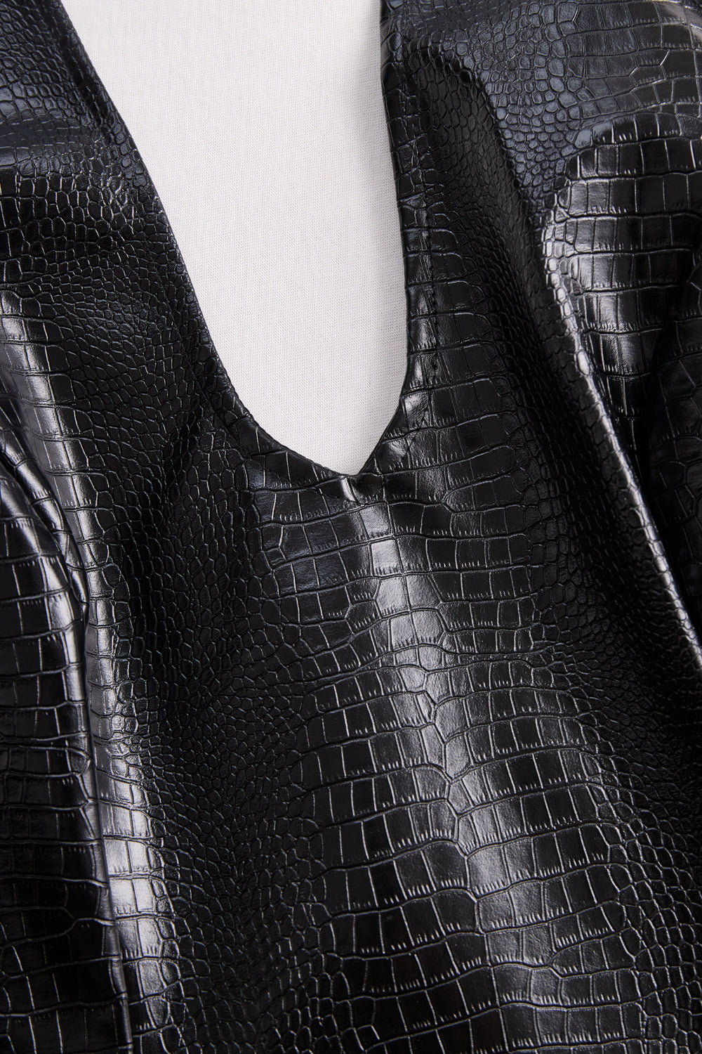 Chic Croc-Effect Faux Leather Halter Mini Dress HWT