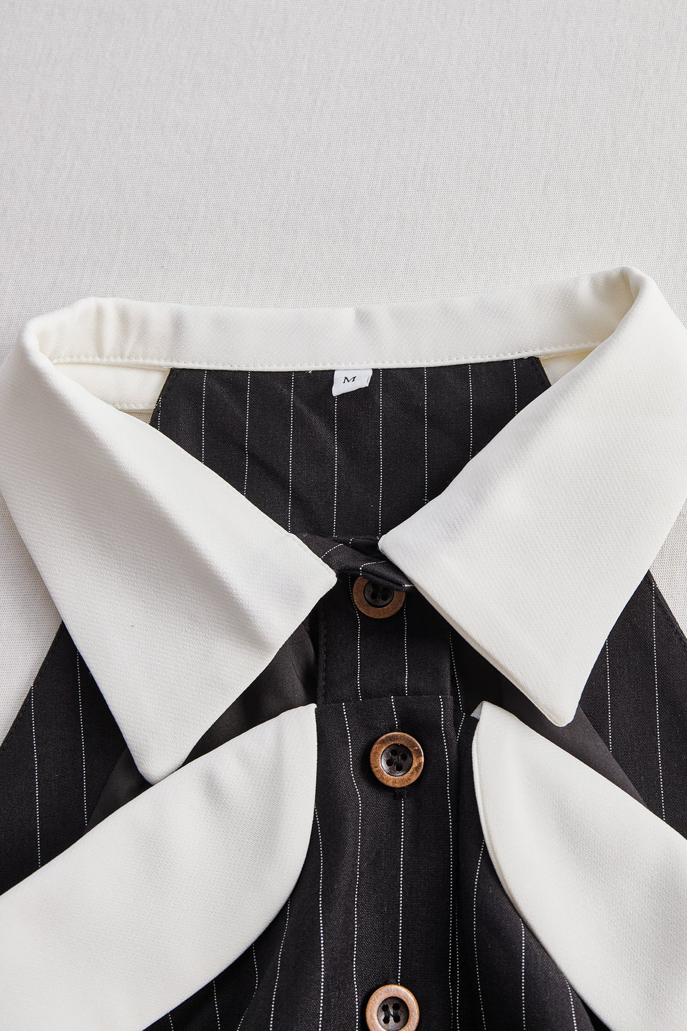 Pinstripe Top With Contrast Collar And Button Front HWT