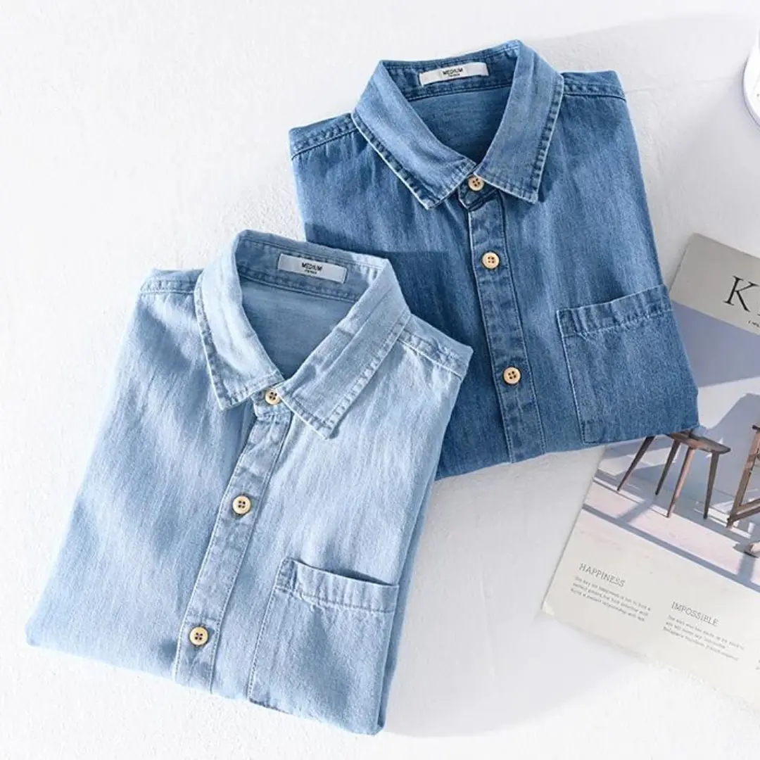 Indigo Denim Point Collar - Shirt CASA LARO