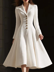 Ivory Tweed Tailored Lapel Sheath - Midi Dress CASA LARO