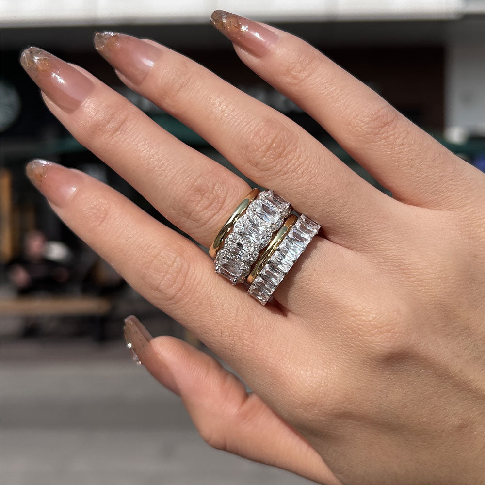 Luxurious 4PCS Wedding Band Set For Women In Sterling Silver shineofdiamond