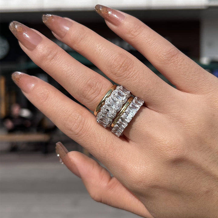 Luxurious 4PCS Wedding Band Set For Women In Sterling Silver shineofdiamond