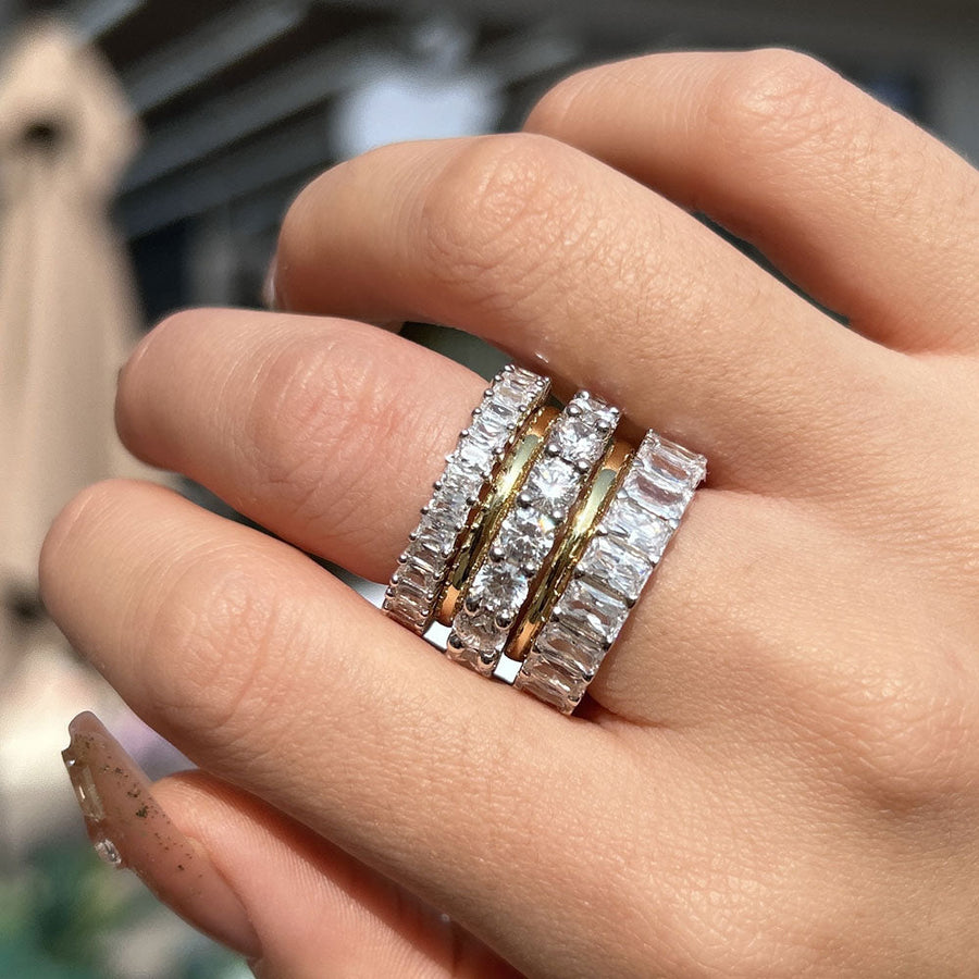 Stunning 5PCS Sterling Silver Wedding Band Set shineofdiamond