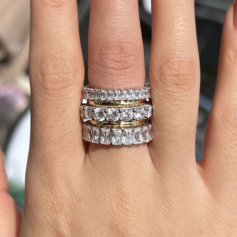 Stunning 5PCS Sterling Silver Wedding Band Set shineofdiamond