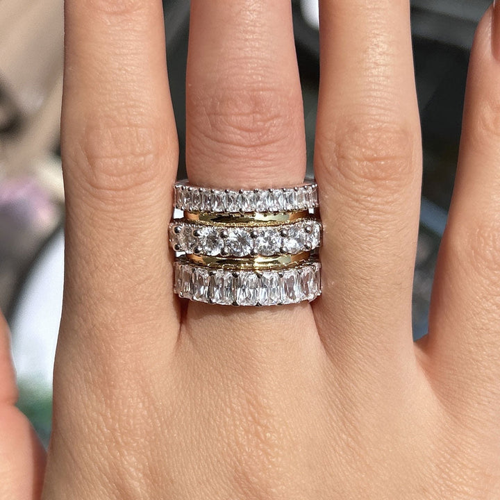 Stunning 5PCS Sterling Silver Wedding Band Set shineofdiamond