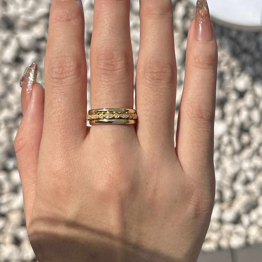 Simple 3PCS Yellow Gold Tone Wedding Band In Sterling Silver shineofdiamond