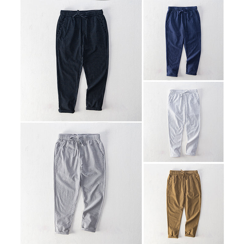 Pinstripe Cotton Tailored - Trousers