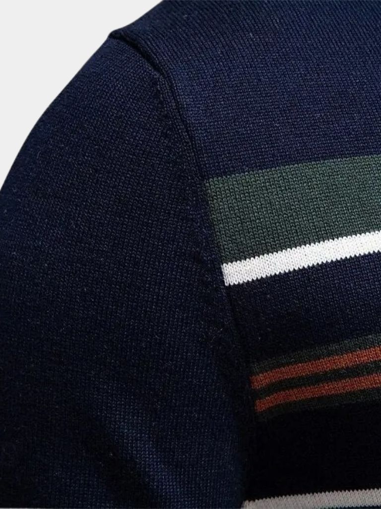 Knit Striped Quarter-Zip Jumper Sweater - Casa  Laro CASA LARO