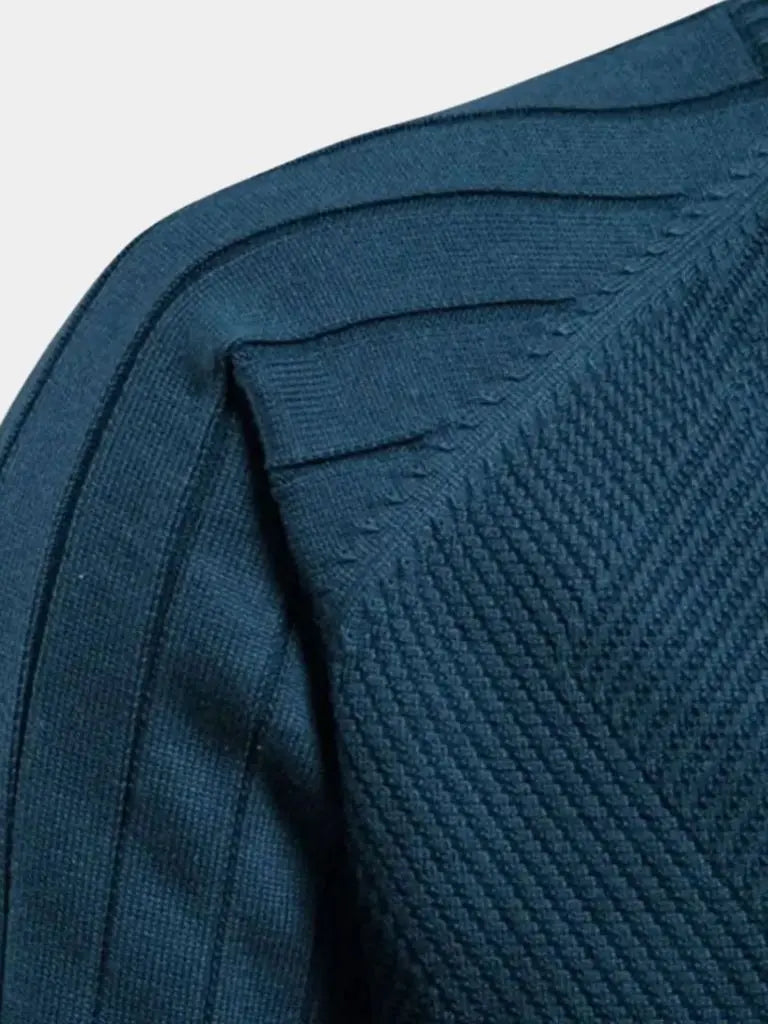 Knit Zipper Jacquard Solid Color Cardigan Sweater - Casa  Laro CASA LARO