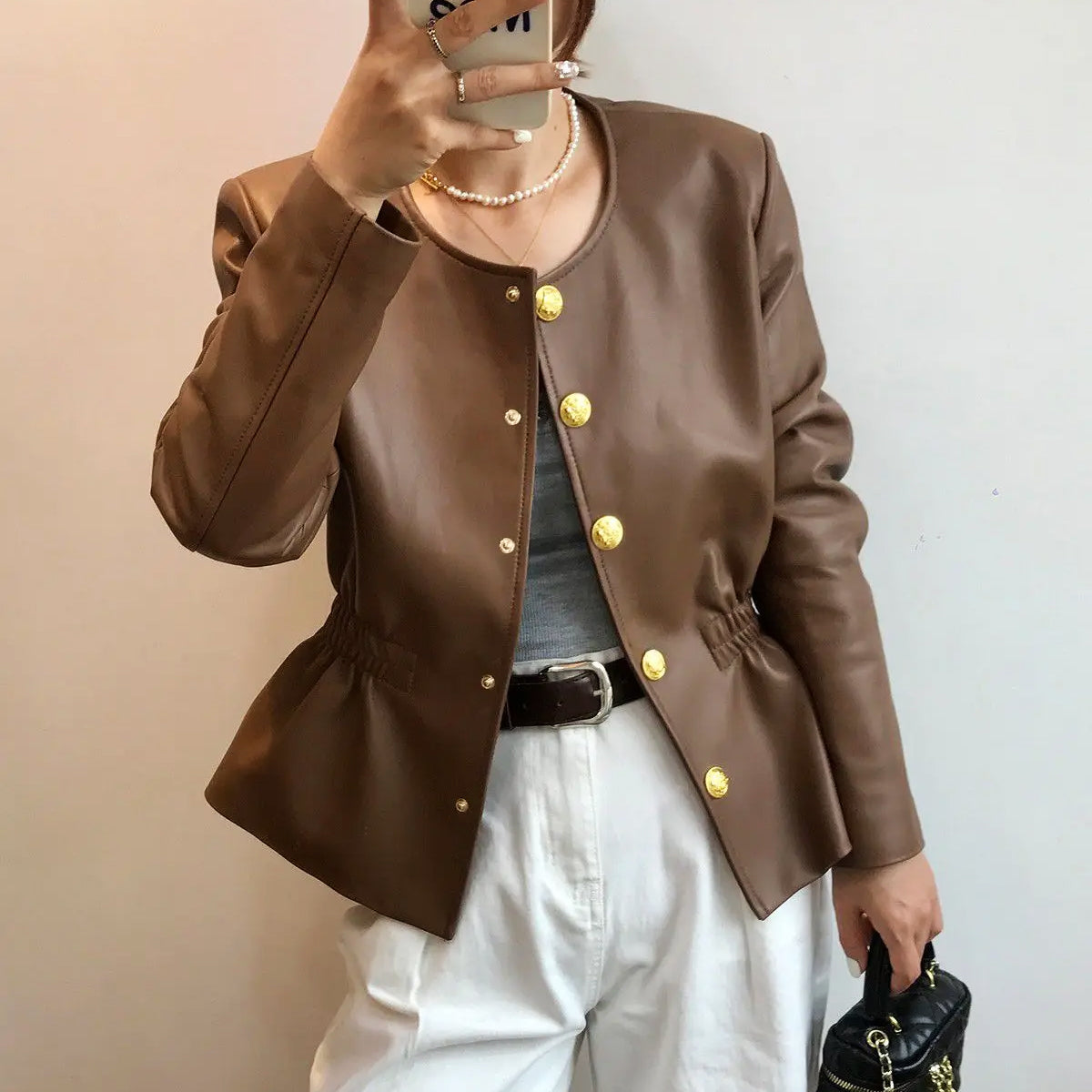 Aurelia Genuine Leather Biker - Jacket