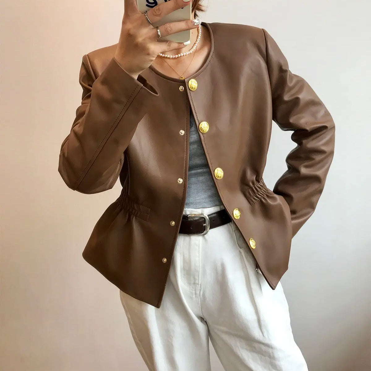 Aurelia Genuine Leather Biker - Jacket