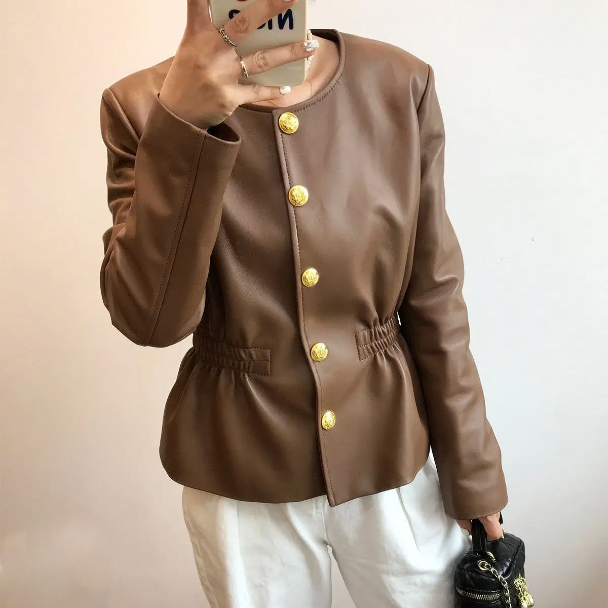 Aurelia Genuine Leather Biker - Jacket