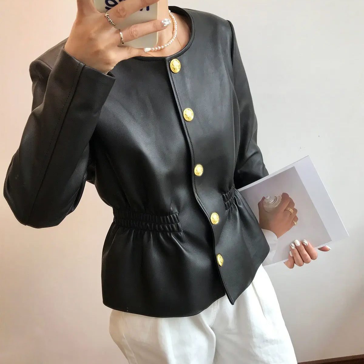 Aurelia Genuine Leather Biker - Jacket
