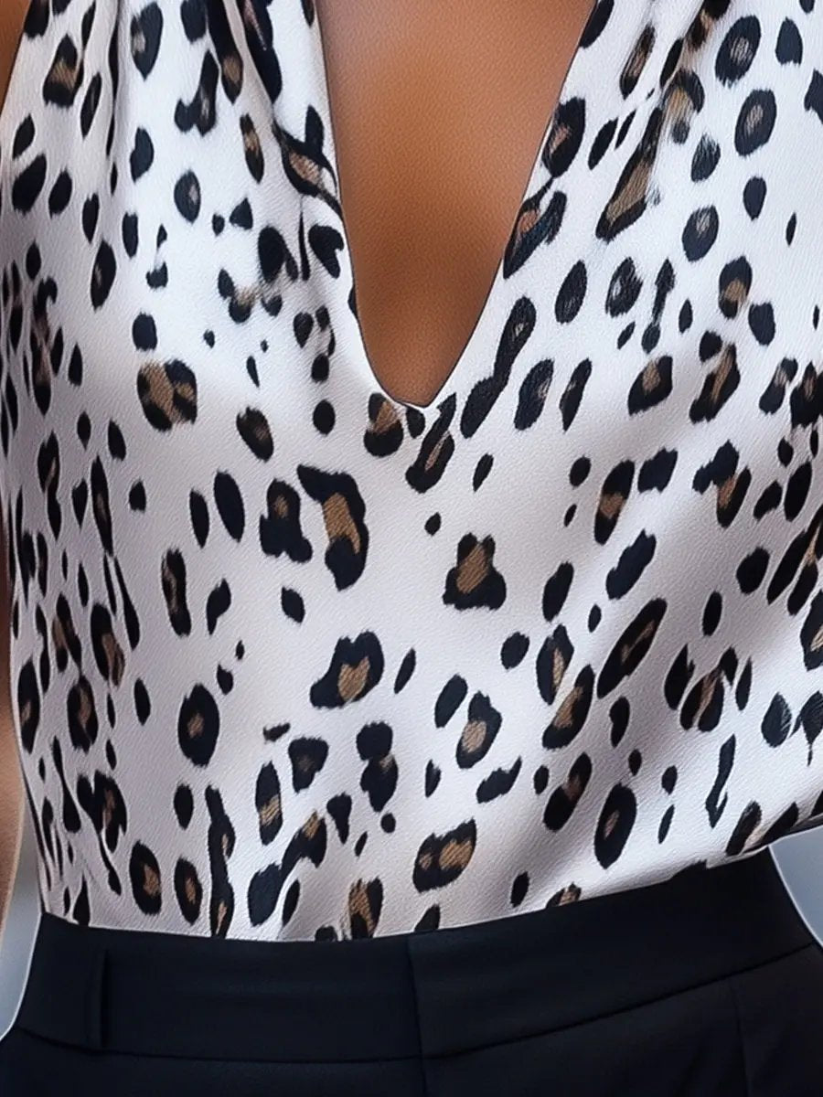 Leopard Print Tie-Back Adjustable - Halter Top CASA LARO