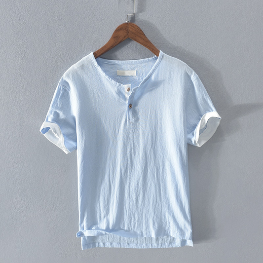 Lightweight Cotton Short Sleeve Henley - T-Shirt CASA LARO MEN