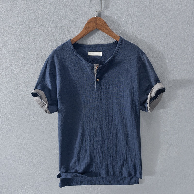 Lightweight Cotton Short Sleeve Henley - T-Shirt CASA LARO MEN