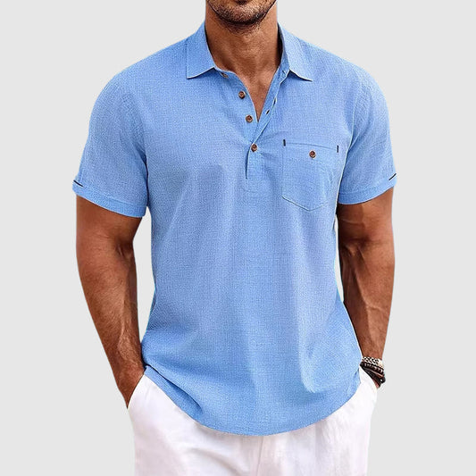 Linen Short Sleeve Polo - T-Shirt CASA LARO MEN