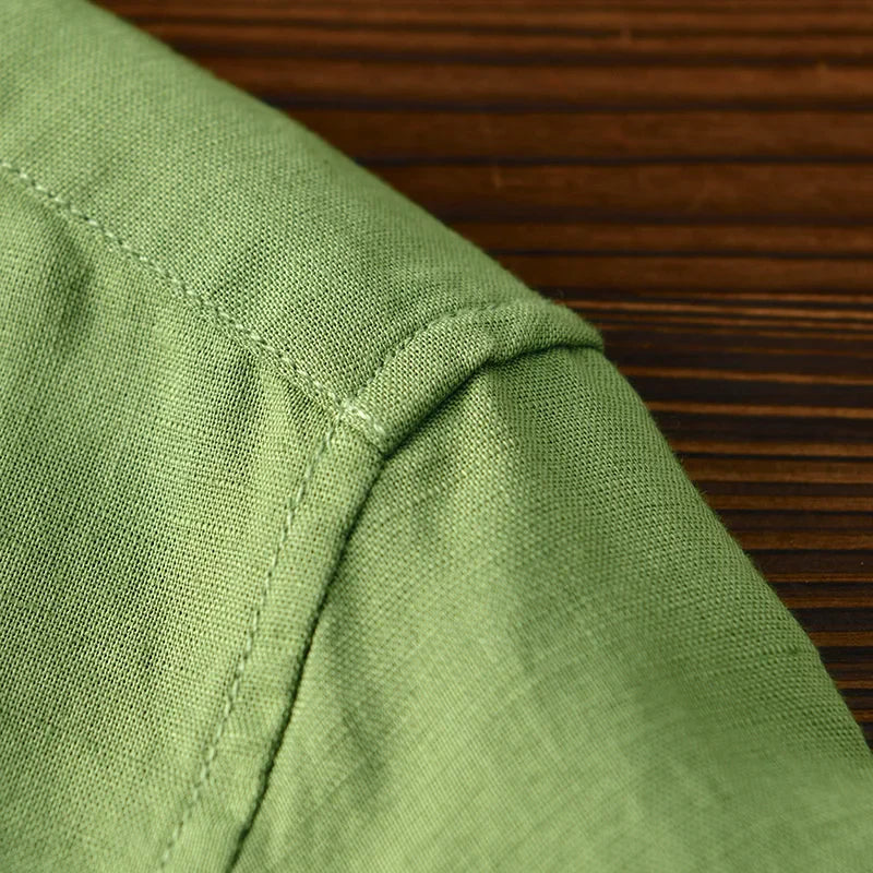 Cotton-Linen Blend Button-Up - Shirt