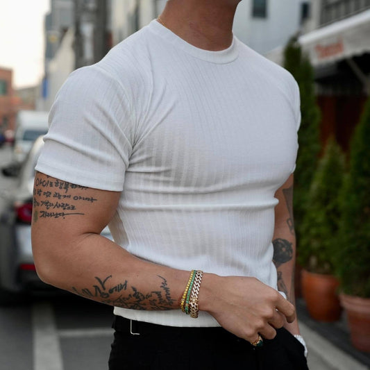 Massimo Ribbed Crew Neck - T-Shirt CASA LARO MEN
