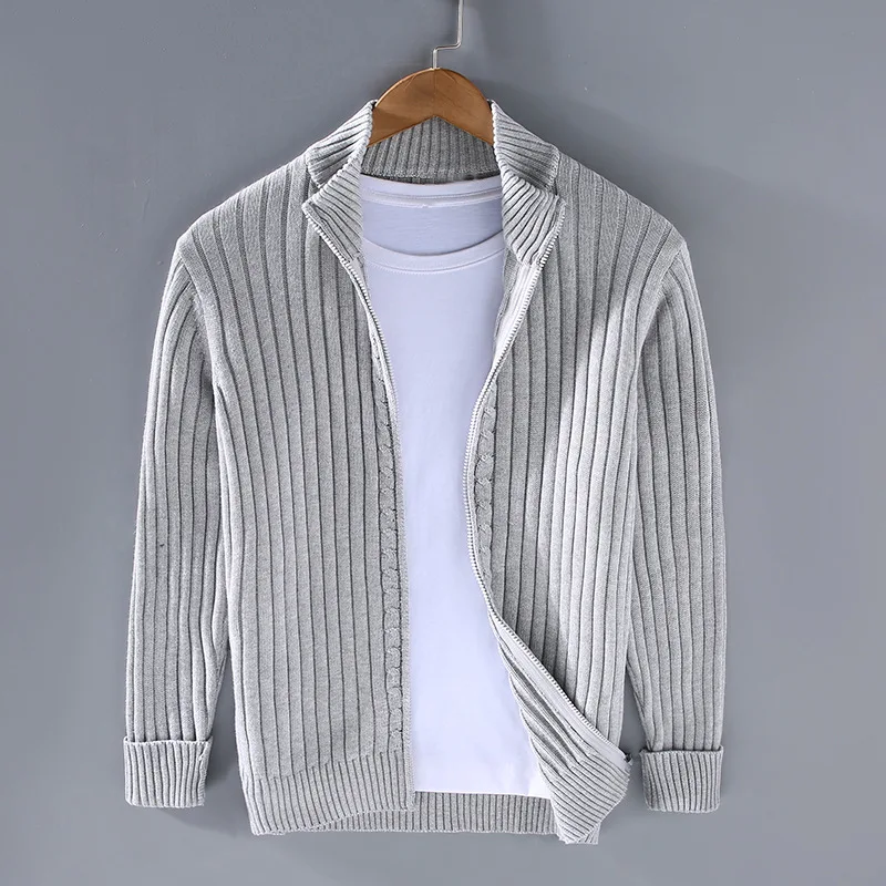 Merino Wool Zip Front - Cardigan CASA LARO MEN