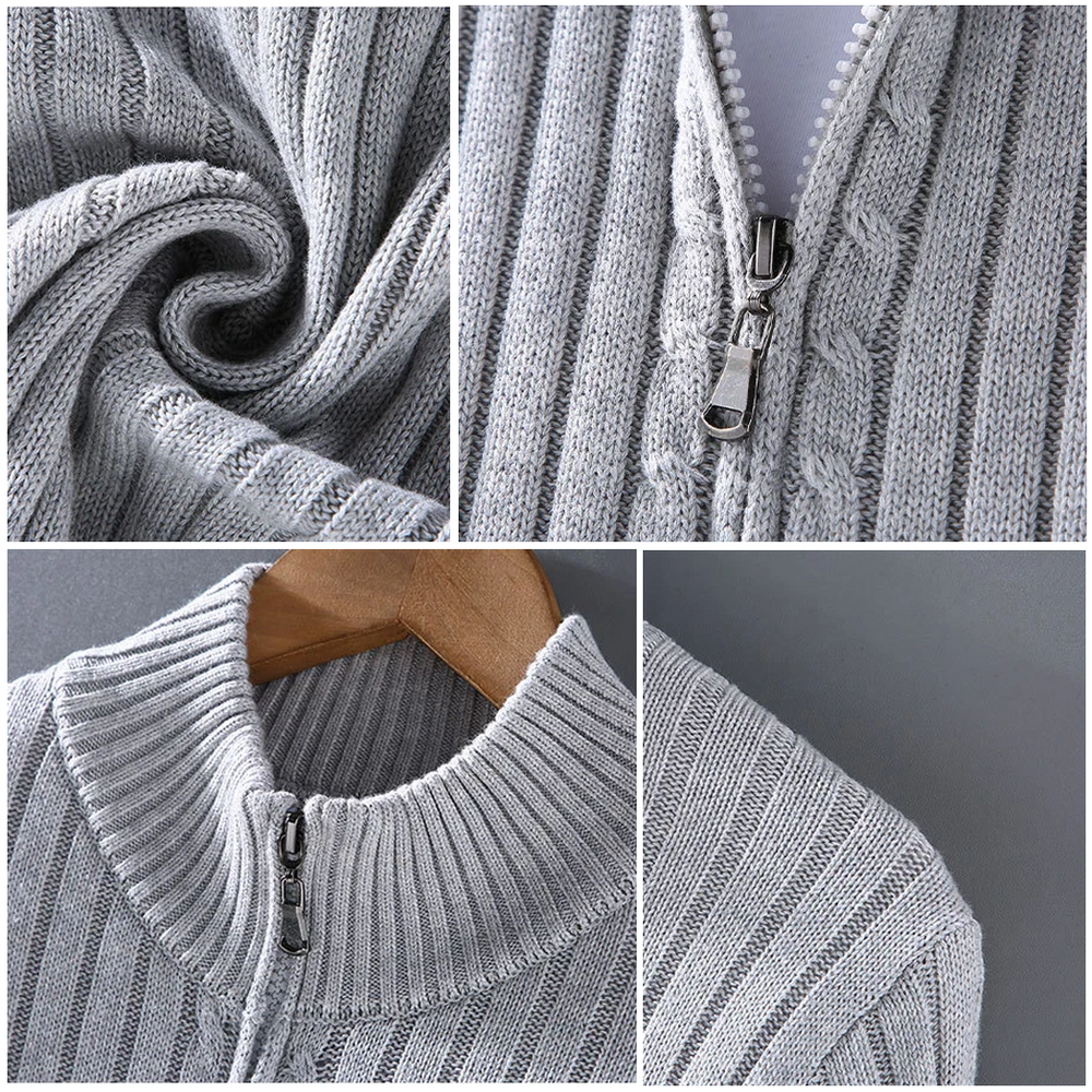 Merino Wool Zip Front - Cardigan CASA LARO MEN