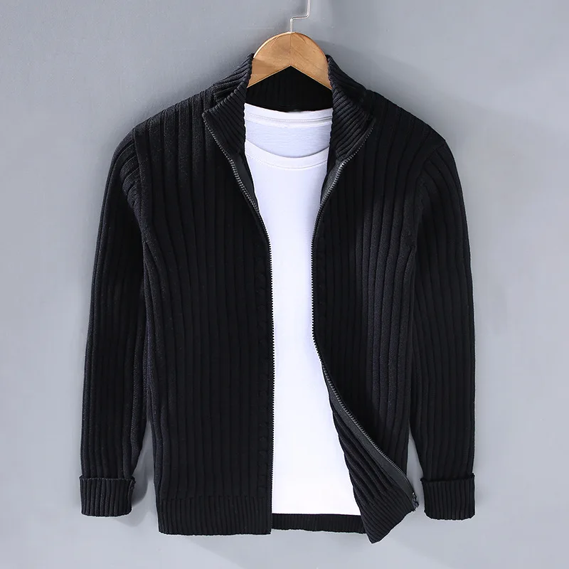 Merino Wool Zip Front - Cardigan CASA LARO MEN