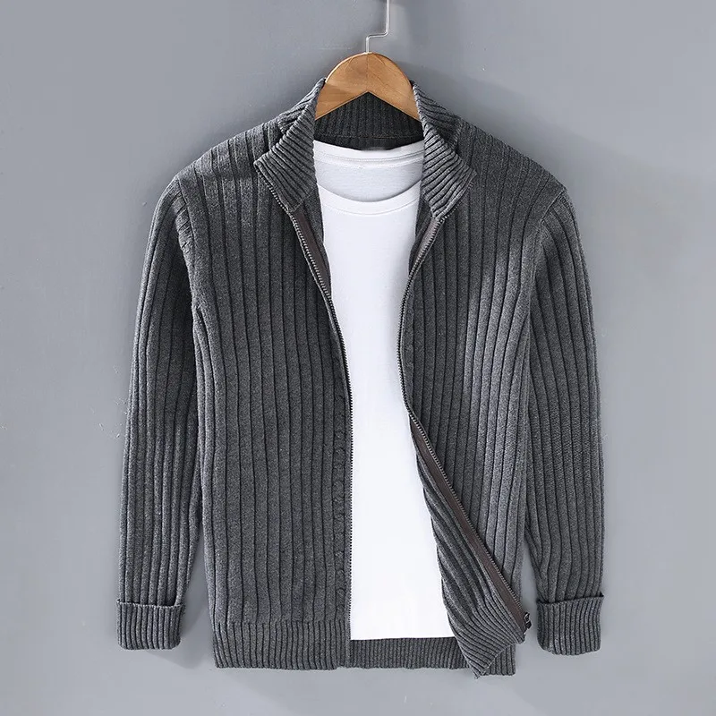 Merino Wool Zip Front - Cardigan CASA LARO MEN