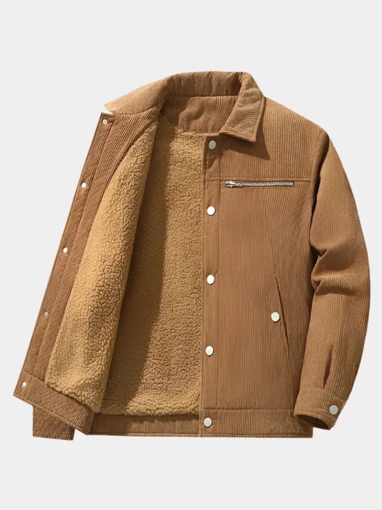 Minimalist Corduroy Sherpa Jacket - Casa  Laro CASA LARO