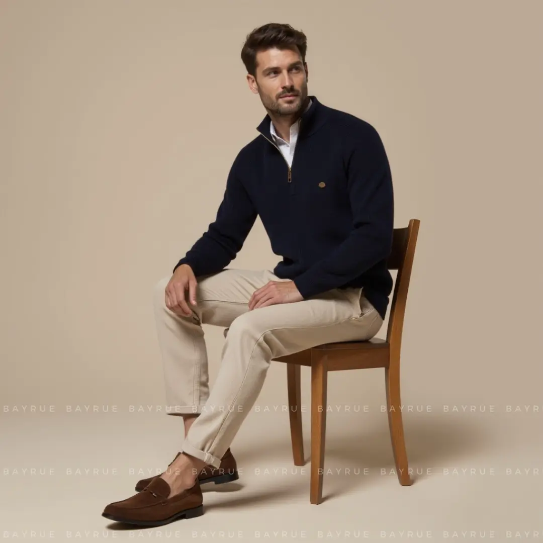 Moss Green Quarter Zip - Sweater CASA LARO