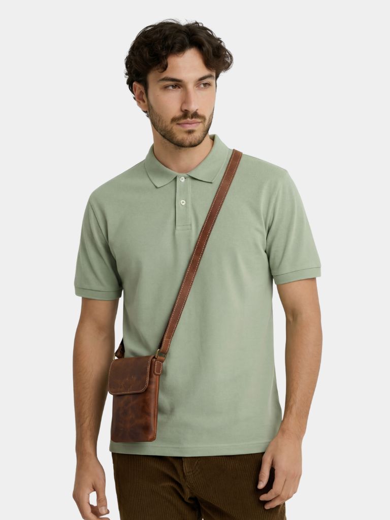 Men's Mini Leather Shoulder Bag - Casa  Laro CASA LARO
