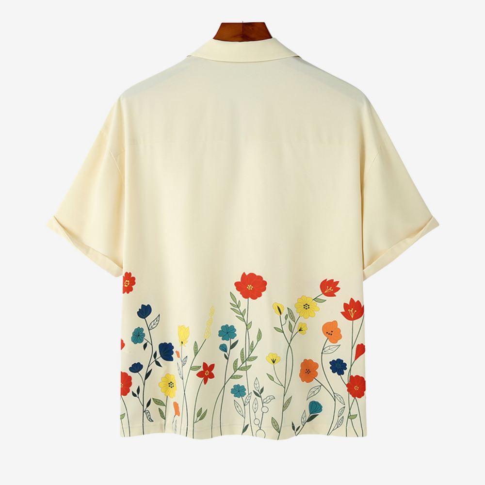 Navy Floral Print Button-Down - Shirt CASA LARO MEN