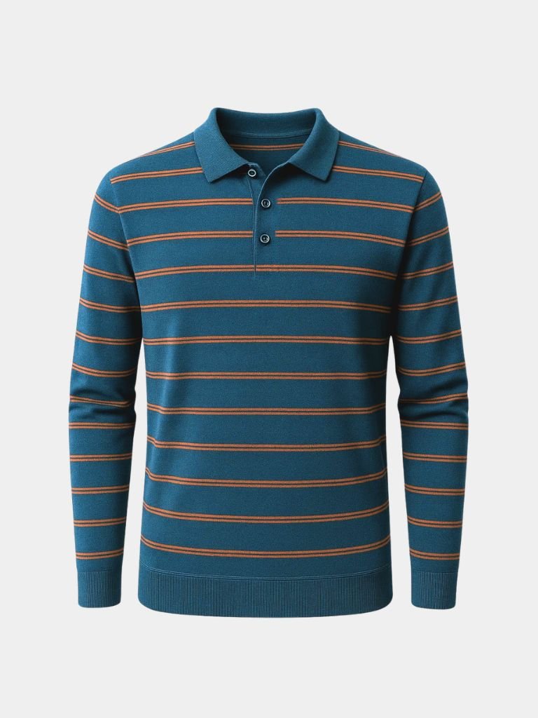 Navy Sunset Striped Polo - Casa  Laro CASA LARO
