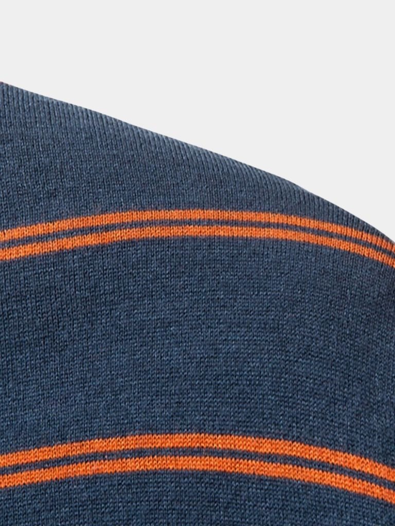 Navy Sunset Striped Polo - Casa  Laro CASA LARO