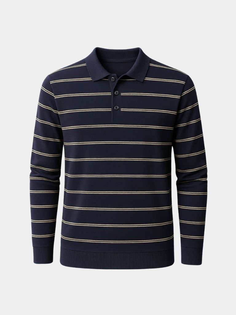 Navy Sunset Striped Polo - Casa  Laro CASA LARO