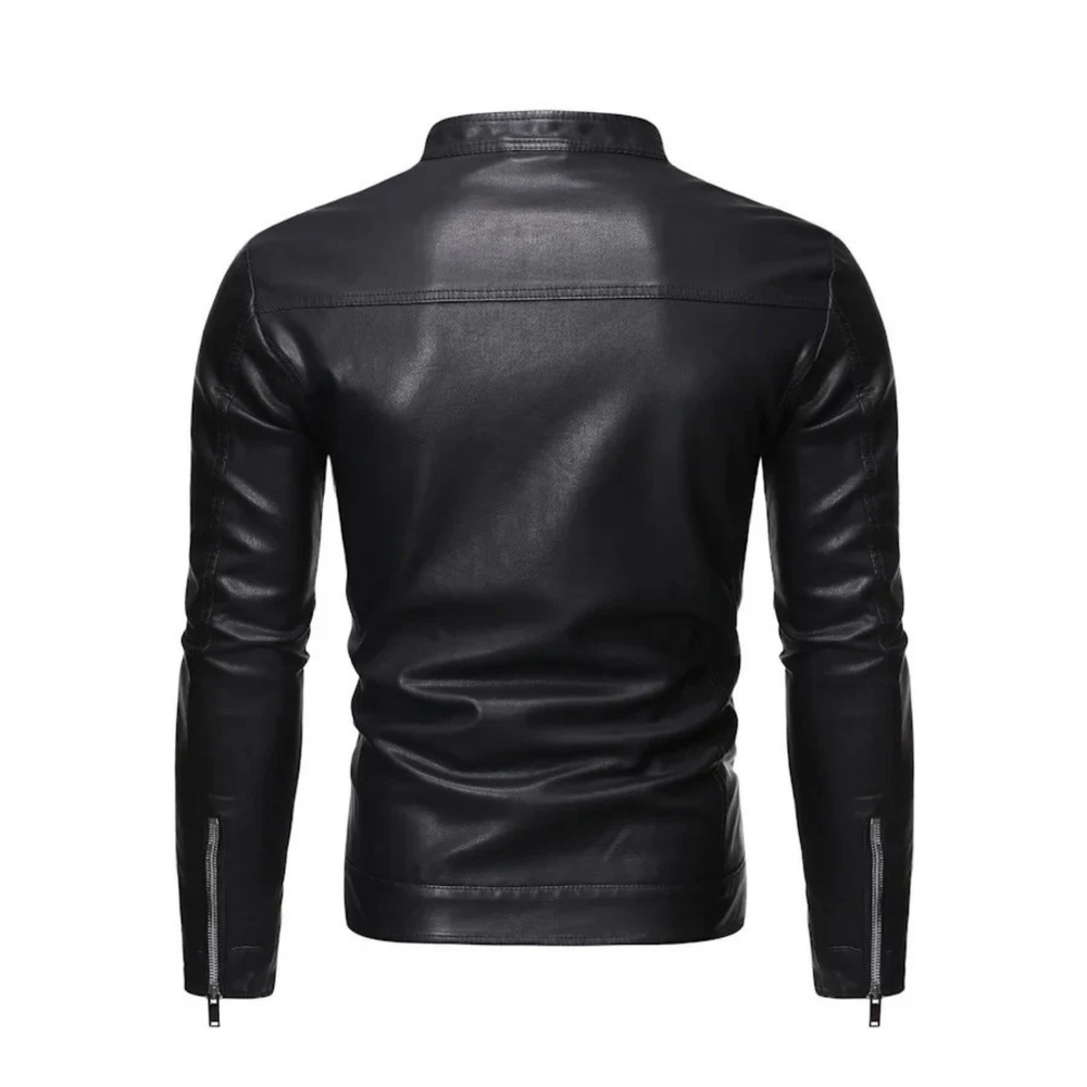 Neil - Standing Collar Leather Jacket CASA LARO MEN