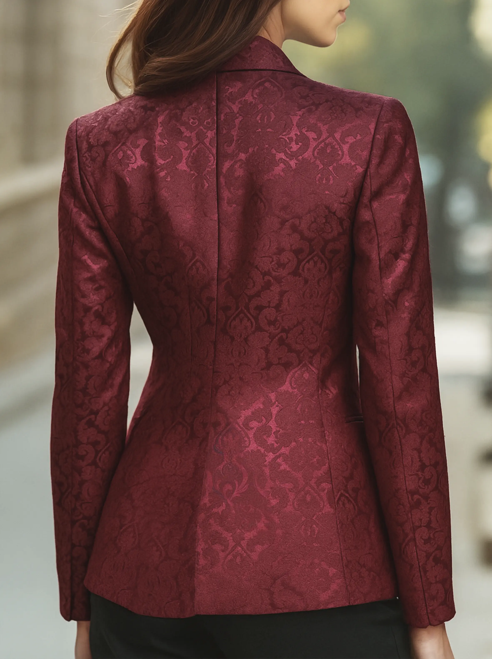 Noble Burgundy Jacquard Satin Tailored Fit - Blazer CASA LARO