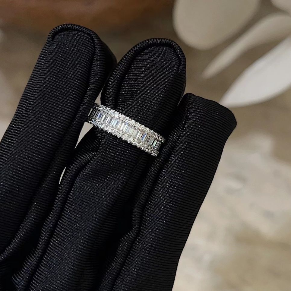 Three Rows Design Paved Sterling Silver Band Carly Jewelry