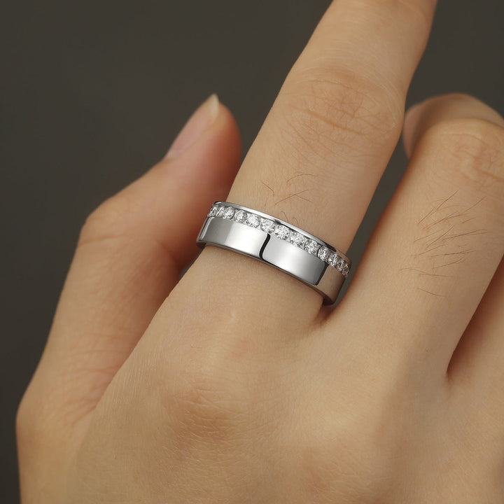 Men and Women's Moissanite Eternity Wedding Band with Channel Setting shine of diamond