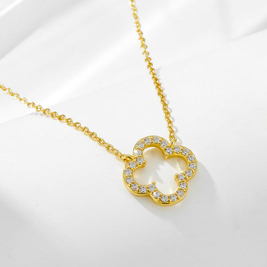 Hollow Four-leaf Clover Sterling Silver Necklace Carly Jewelry