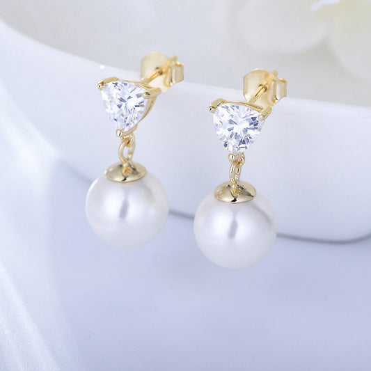 Simple Heart Sterling Silver Pearl Drop Earrings Carly Jewelry