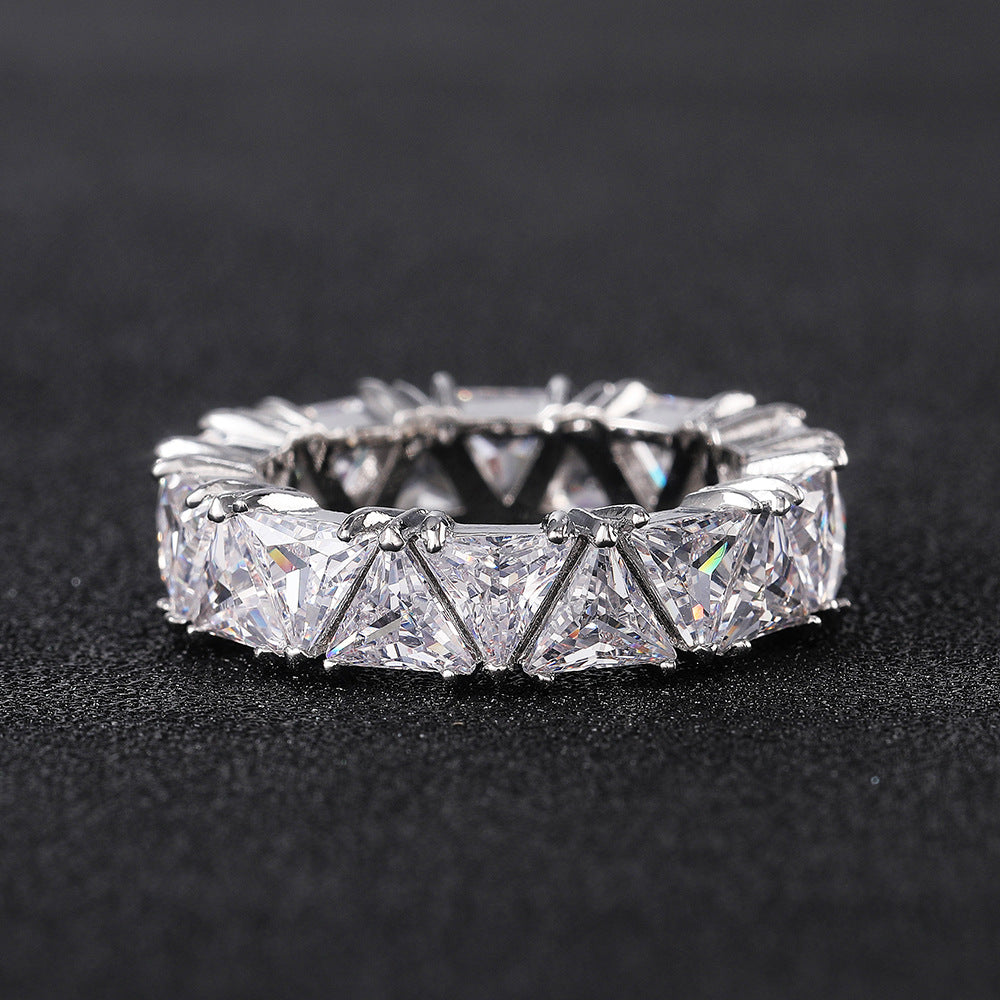 Full Eternity Triangle Gemstone Wedding Band in 925 Sterling Silver Shine of Diamond