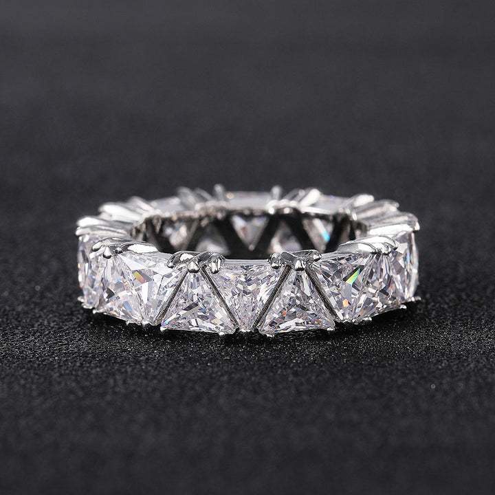 Full Eternity Triangle Gemstone Wedding Band in 925 Sterling Silver Shine of Diamond
