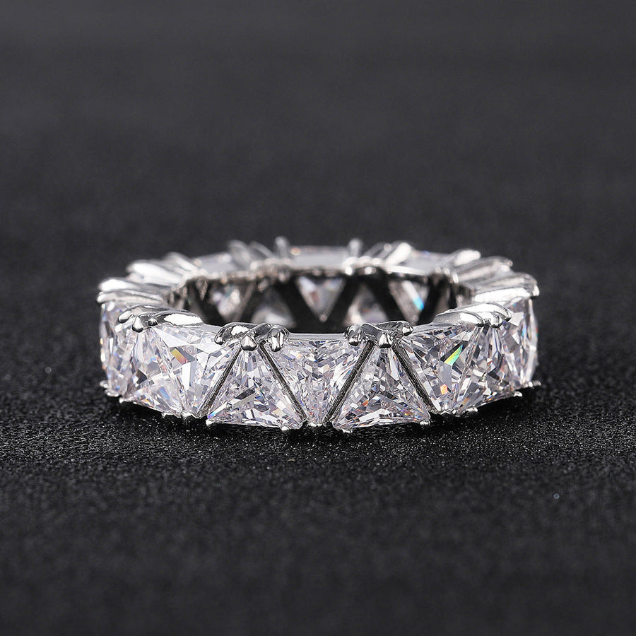 Full Eternity Triangle Gemstone Wedding Band in 925 Sterling Silver Shine of Diamond