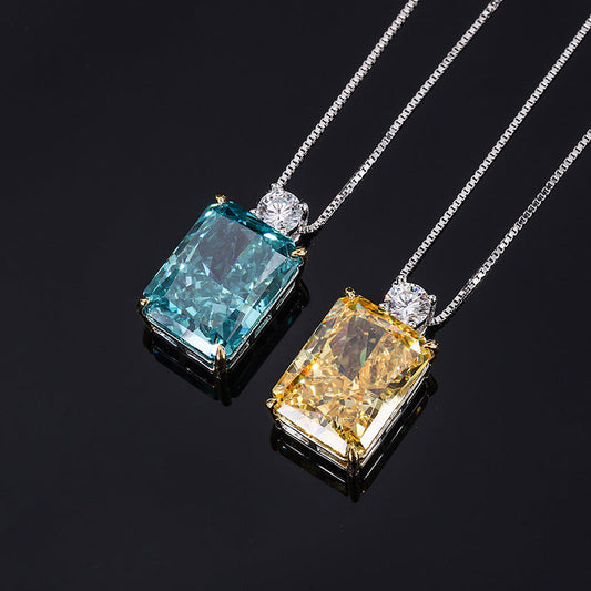 Exquisite Geometry Design Sterling Silver Pendant Necklace Shineofdiamond