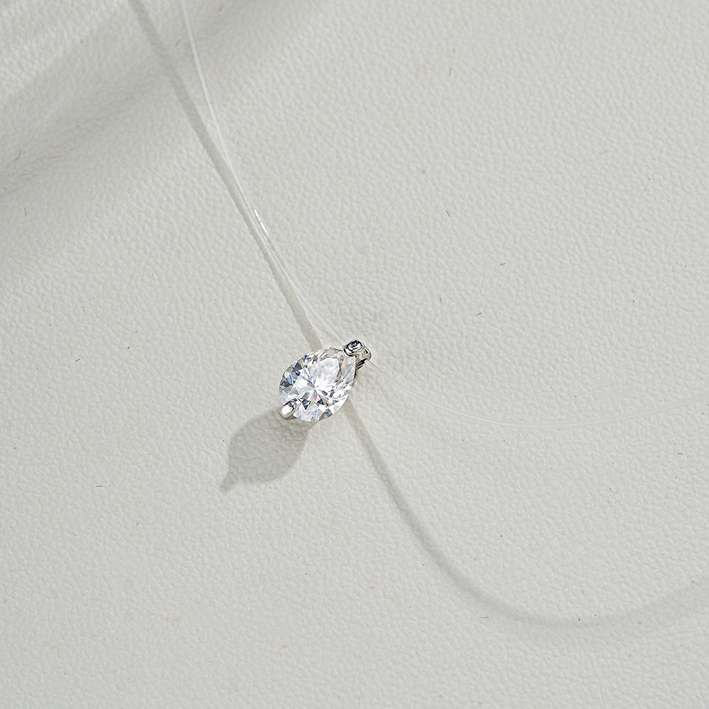 Mermaid Tears Design Pear Cut Moissanite Necklace Shine of Diamond