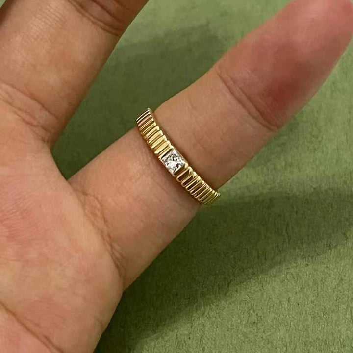 Grosgrain Design Golden Tone Ring Carly Jewelry