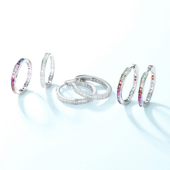 Colorful Rainbow Princess Cut Ring Band Shine of Diamond