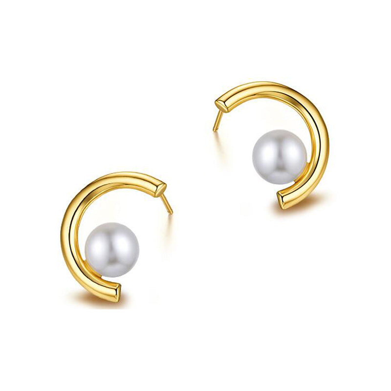 C Design Pearls Studding Earrings Carly Jewelry